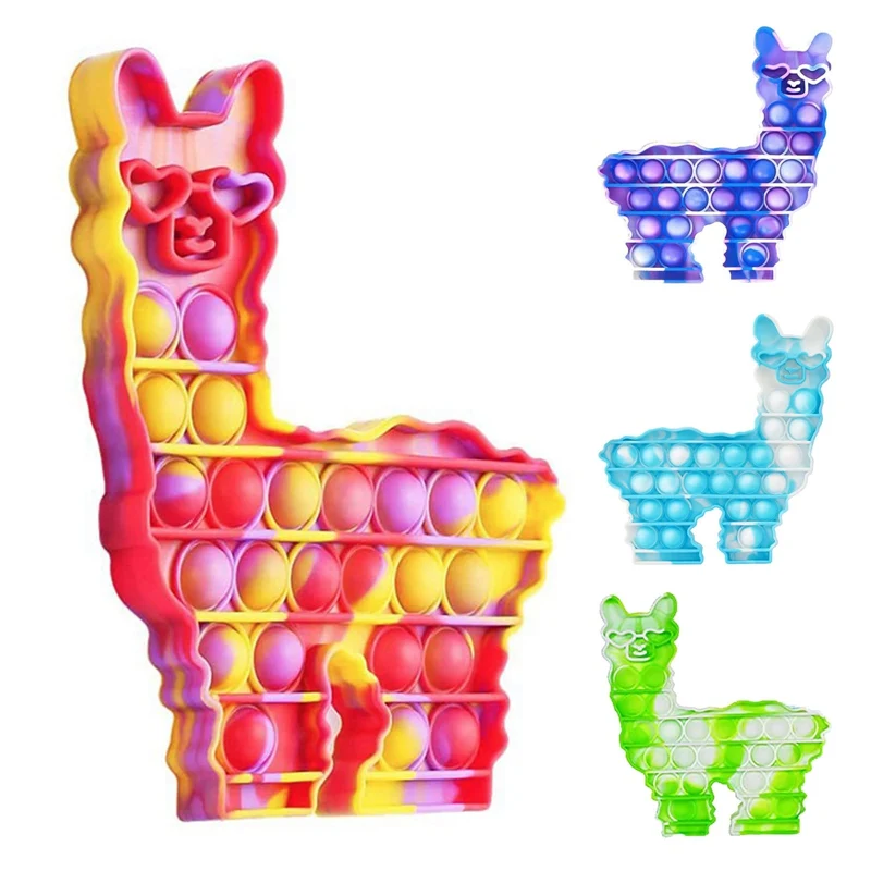 

Silicone Soft Bubble Fidget Sensory Toys Cartoon Alpaca Stress Anxiety Reliever Sensory Fidget Toys for Adults Kids