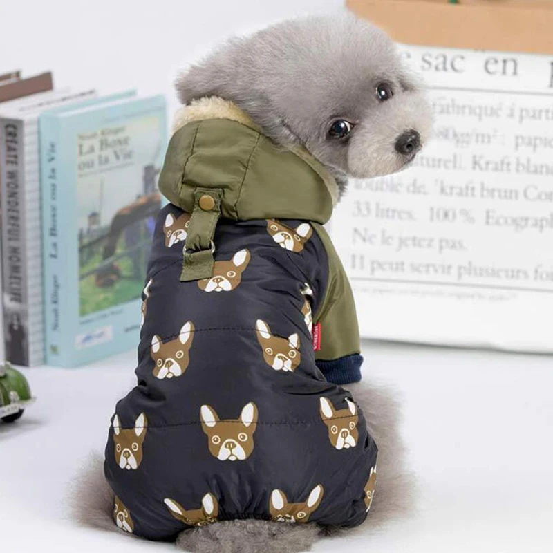Новые костюмы французского бульдога для собак зимняя теплая пуховая куртка