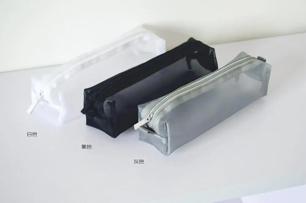 

Simple Japanese mesh perspective pen bag portable pen box pencil case