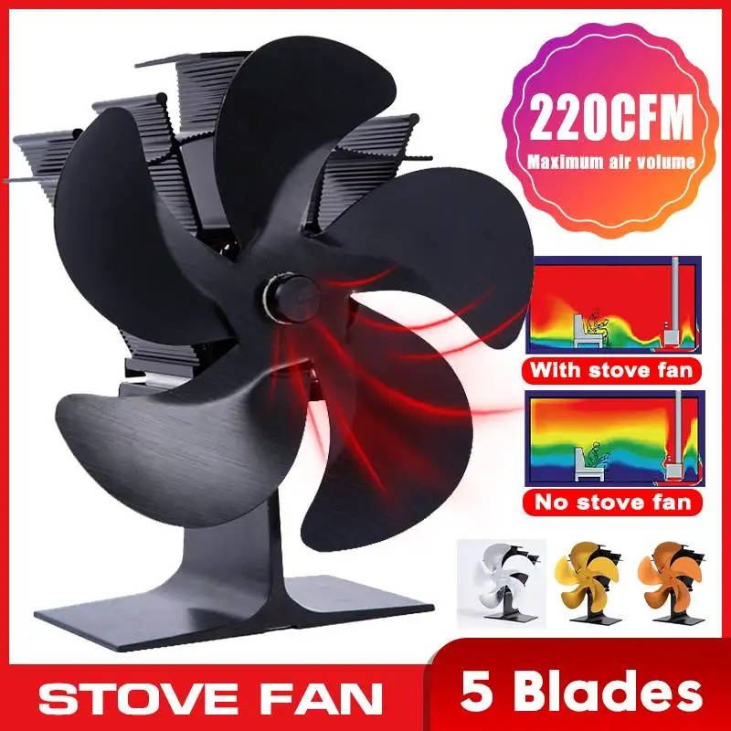 

Automatic Fireplace Fan 5 Blade Heat Powered Stove Fan Log Wood Burner Ecofan Quiet Home Fireplace Fan Efficient Heat Distribute