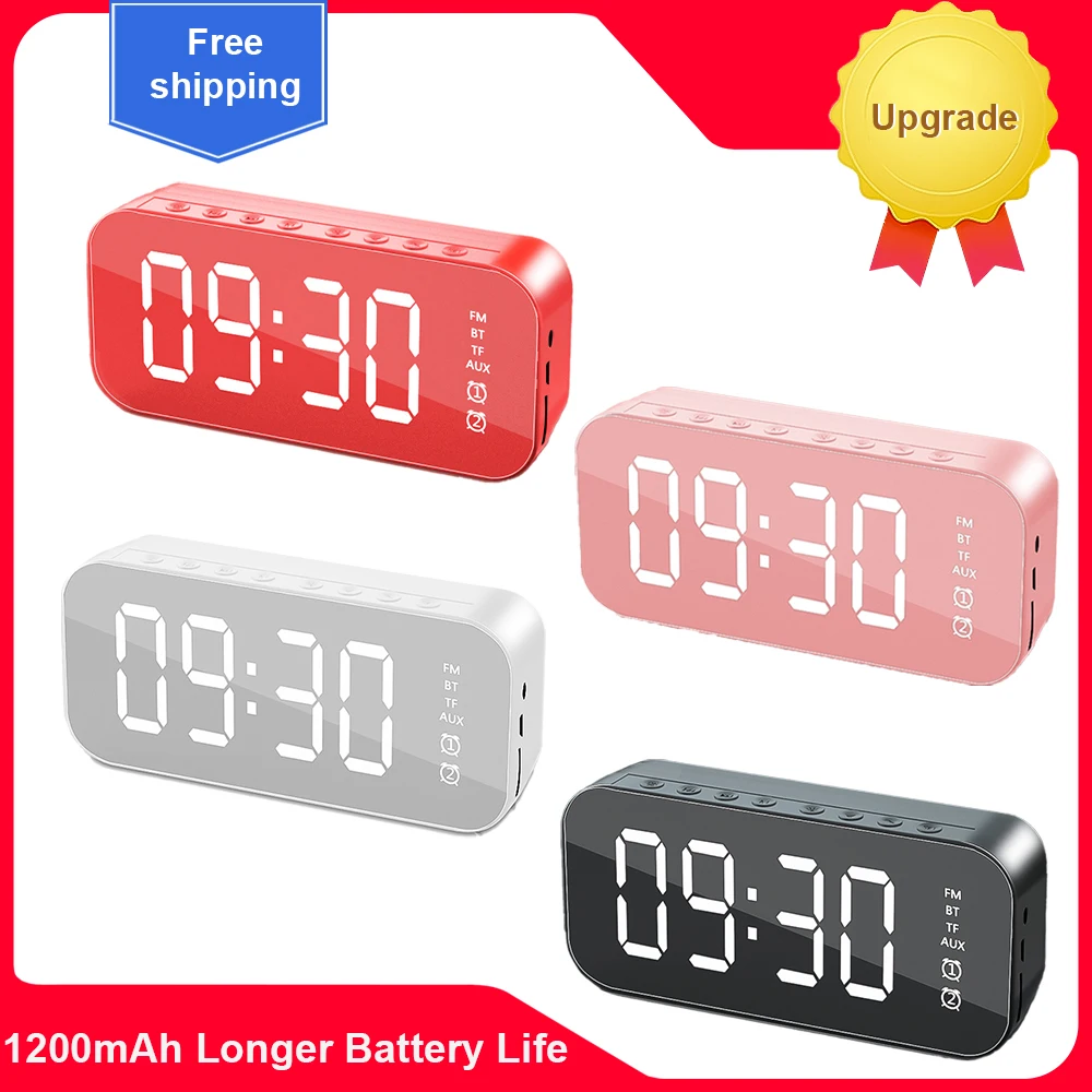 

Upgard Wireless Speaker Bluetooth speaker bluetooth Mini Alarm Clock Portable Speaker MP3 TF FM AUX Mirror Small Voice Broadcast