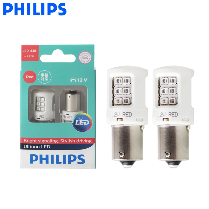 Philips светодиодный P21W S25 BA15s Ultinon указатель поворота автомобиля красного цвета
