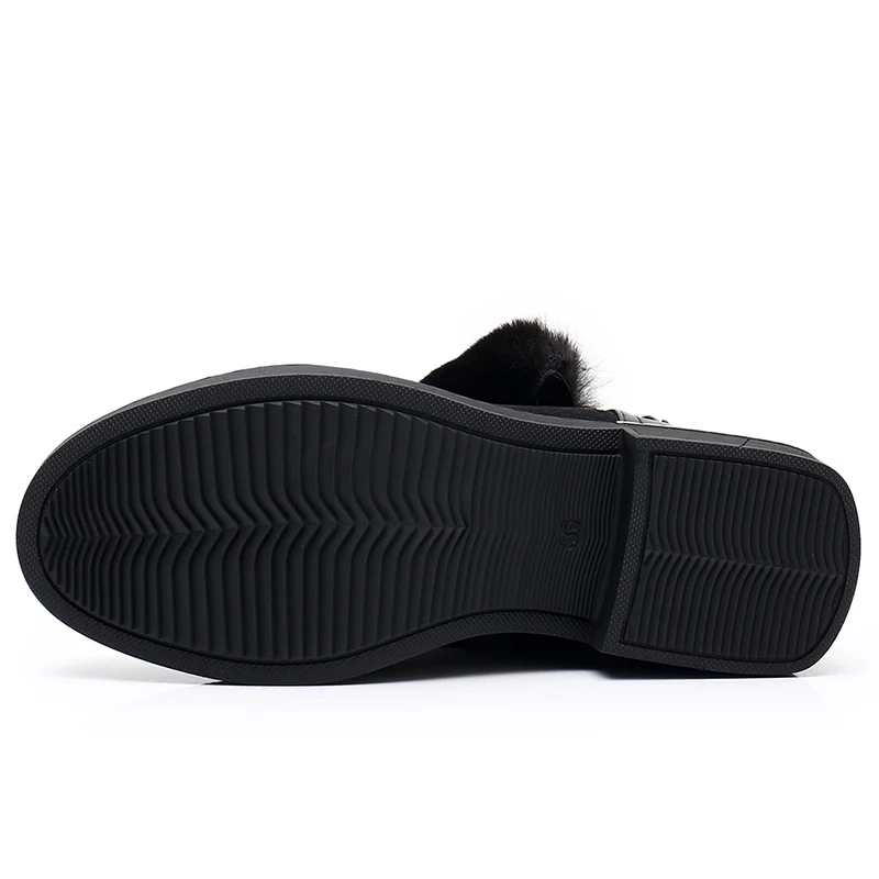 KULADA/Новые ботинки женские Теплые ботильоны на молнии с толстым мехом зимние