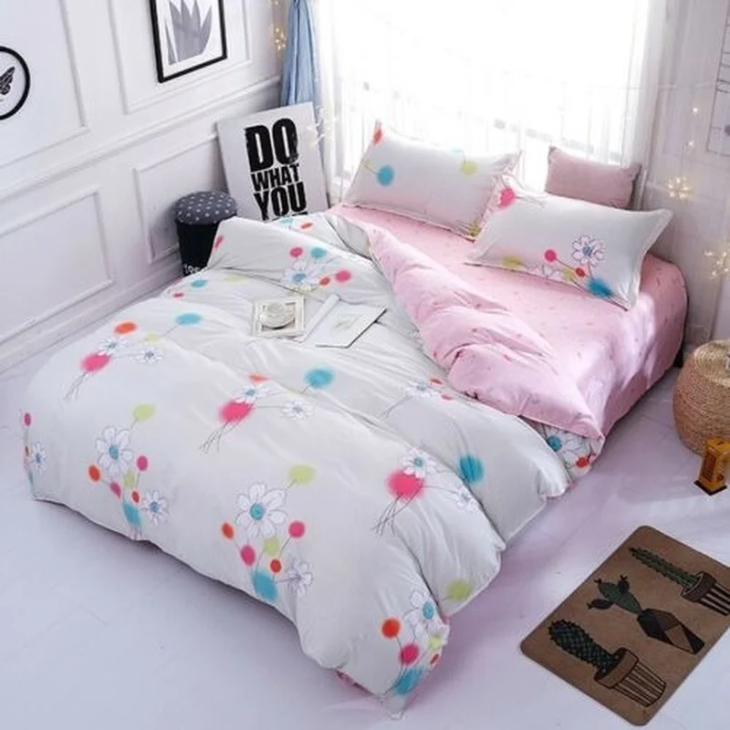 

Floral Printing Pink Bedding Set Duvet Quilt Cover+Sheet+Pillow Case Four-Piece