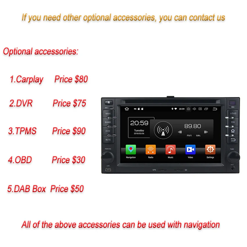 Автомобильный мультимедийный плеер YESSUN 2 din Android 8 4 Гб ОЗУ ядер для Kia Spectra 2004 ~ 2009 GPS