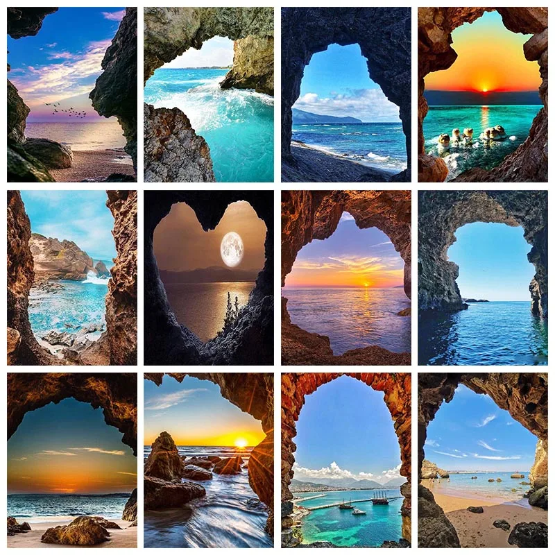 Приморская дверь 5D Сделай Сам Алмазная картина вышивка крестиком Мозаика пейзаж