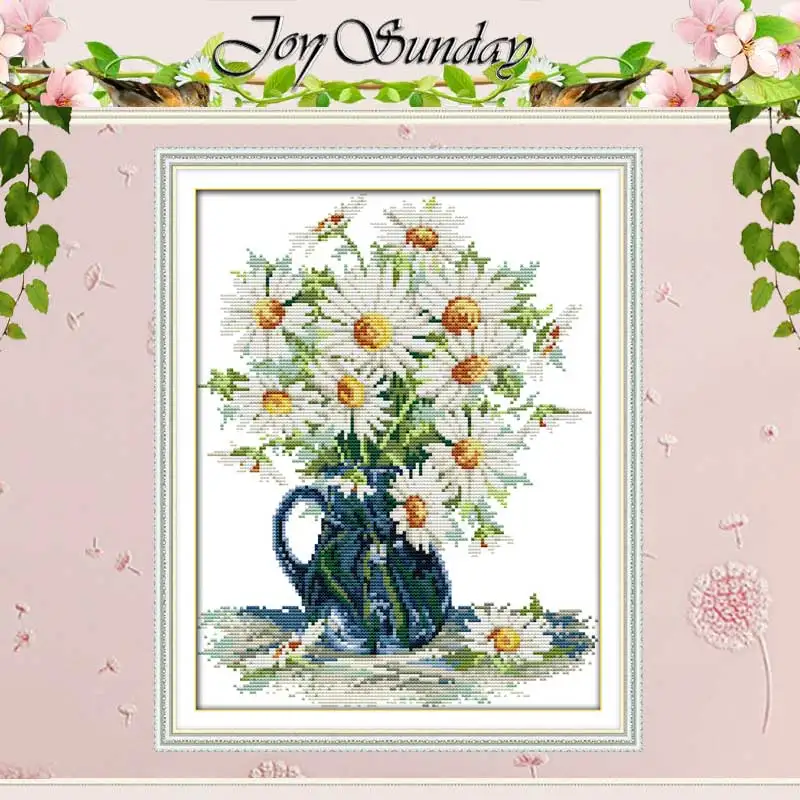 Free Ship Daisy Vase Counted Cross Stitch flowers Cross Stitch 11CT 14CT Cross-Stitch Kit Handmade Embroidery for Needlework