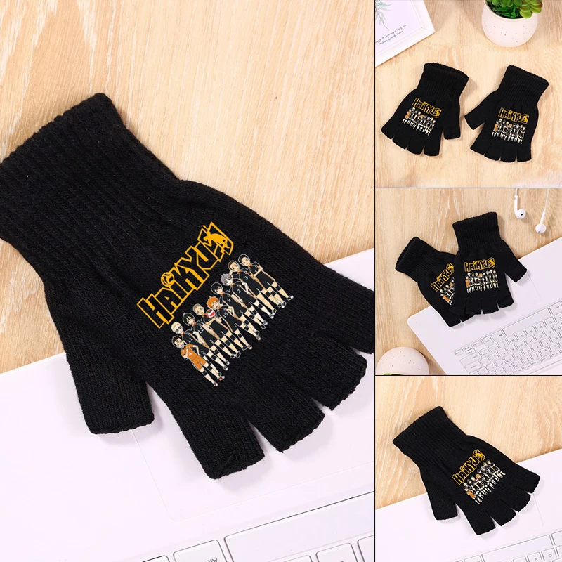 

Anime Haikyuu Cosplay Accessories For Man Women Cotton Knitting Wrist Gloves Mitten Open Fingered Gloves Christmas Gift