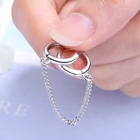 personality 925 sterling silver plated double ear hole link chain hoop earring for women ear jewelry accessories gift 1pcs
