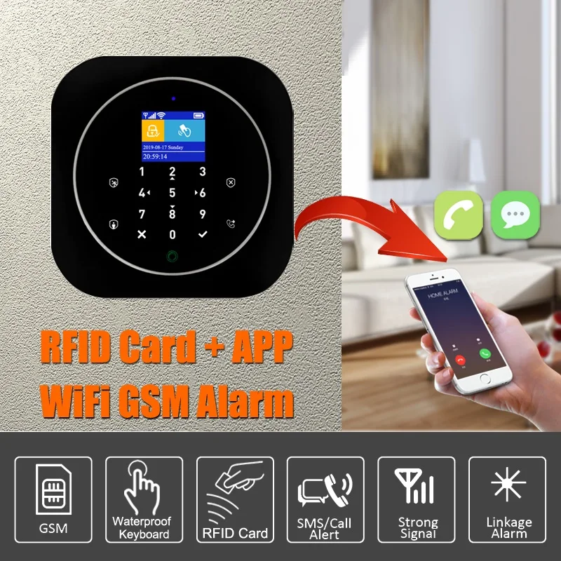 ЖК сенсорная клавиатура Tuya Аварийная сигнализация wifi gsm приложение