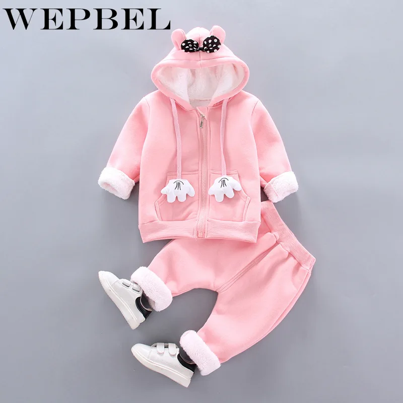 WEPBEL/Детские комплекты одежды для мальчиков и девочек; зимний шерстяной жилет с капюшоном; куртки; брюки; плотные теплые спортивные костюмы; комплекты с брюками