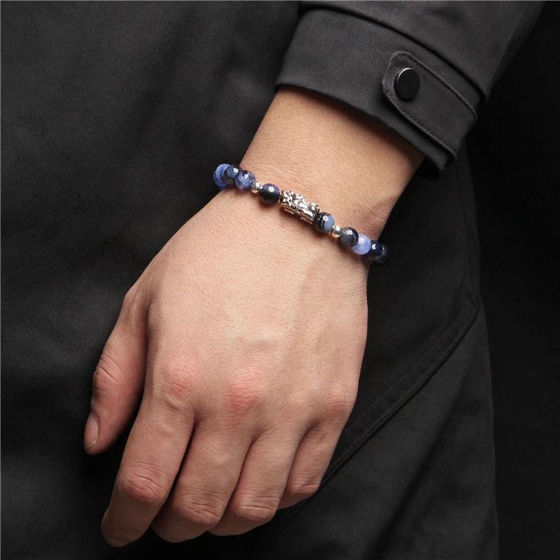 

Feng Shui PIXIU Charm Natural Stone Tiger Eye Bracelet Men Lava Lapis Lazuli Beads Bracelets For Women Pray Luck Jewelry Pulsera