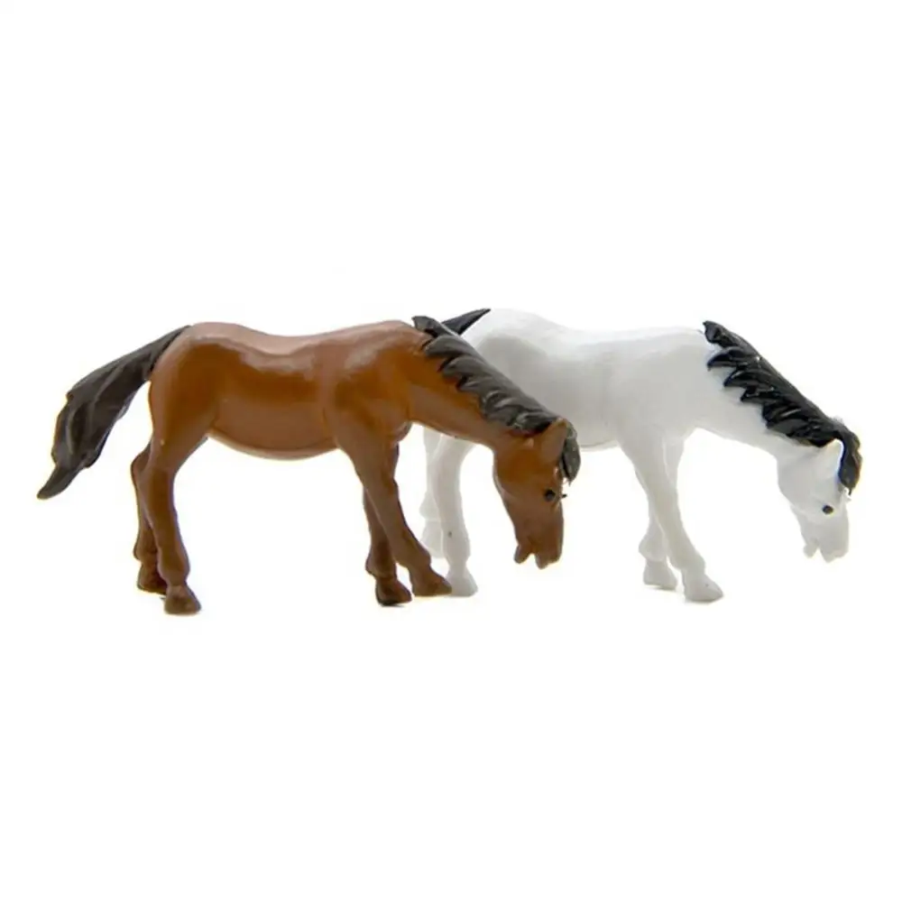 

2Pcs Miniature Fairy Garden Horses Animal Micro Landscaping DIY Decor Ornaments