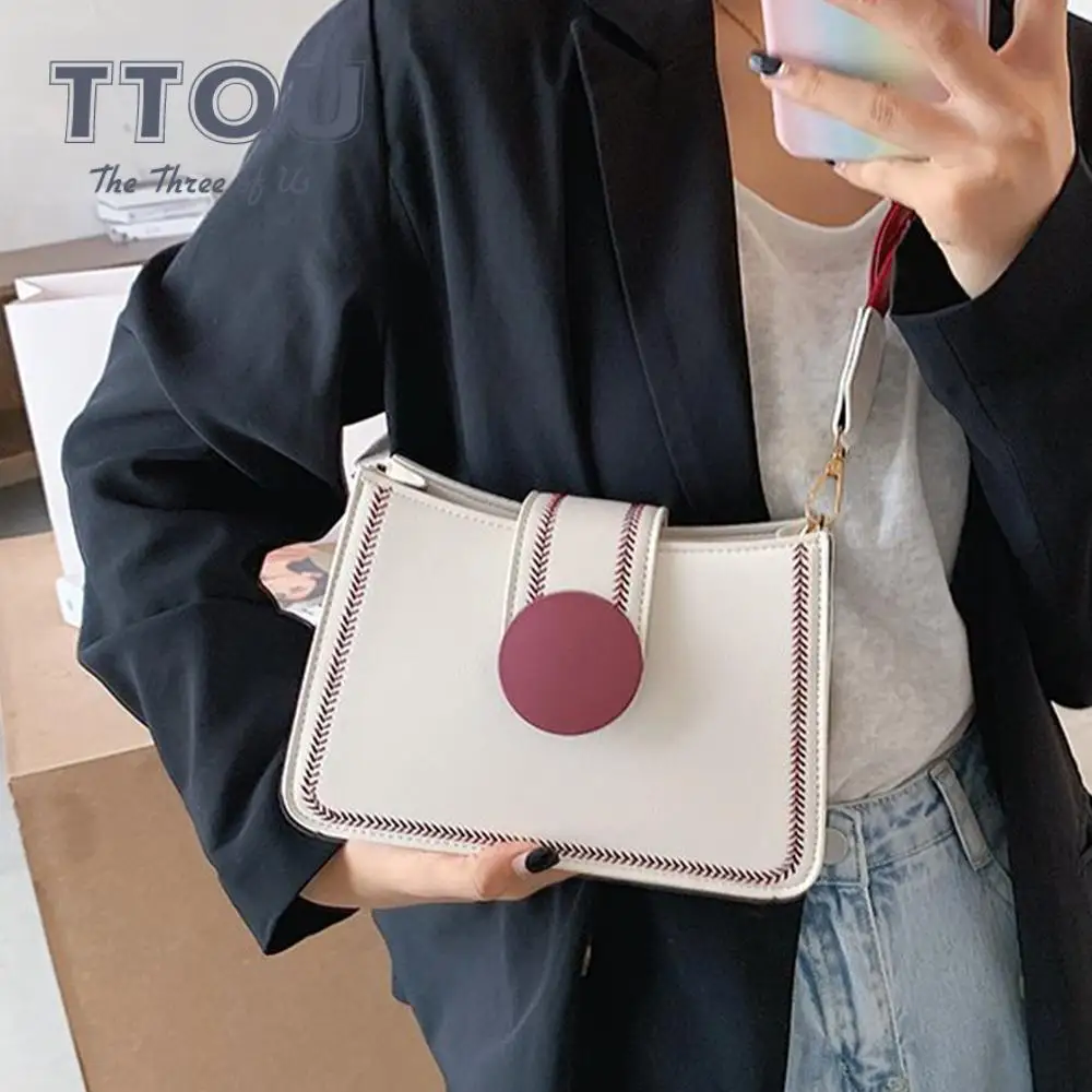 

2021 Роскошная брендовая квадратная сумка контрастных цветов на плечо, качественные женские Сумки из искусственной кожи, сумки, дизайнерская...