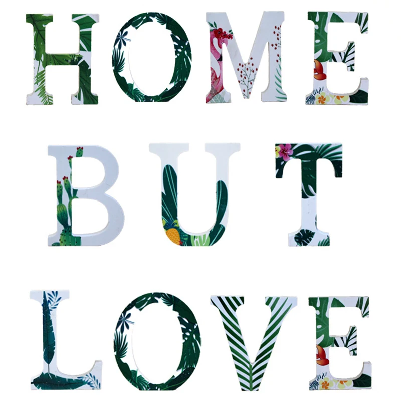 1 шт Креативные 3D деревянные буквы рисунок &quotтропические растения&quot Сделай сам