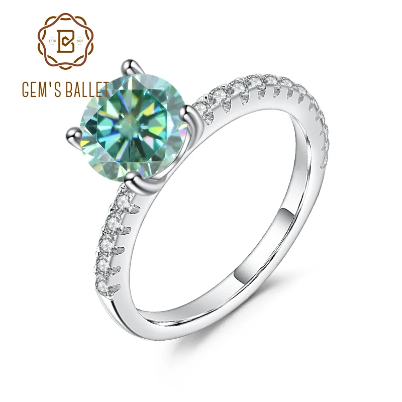 

GEM'S BALLET 585 14K 10K 18K Gold 925 Silver Ring 2.0Ct EF Color Round Moissanite Petite Engagement Ring For Women Wedding