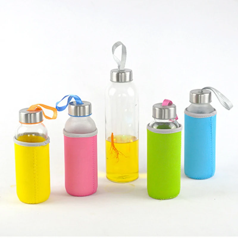 

300/420/500ML Portable Glass Cup Water Bottle Tea Travel Mug With Handle Bottle Infuser Glass with Protective Bag Portable Cup