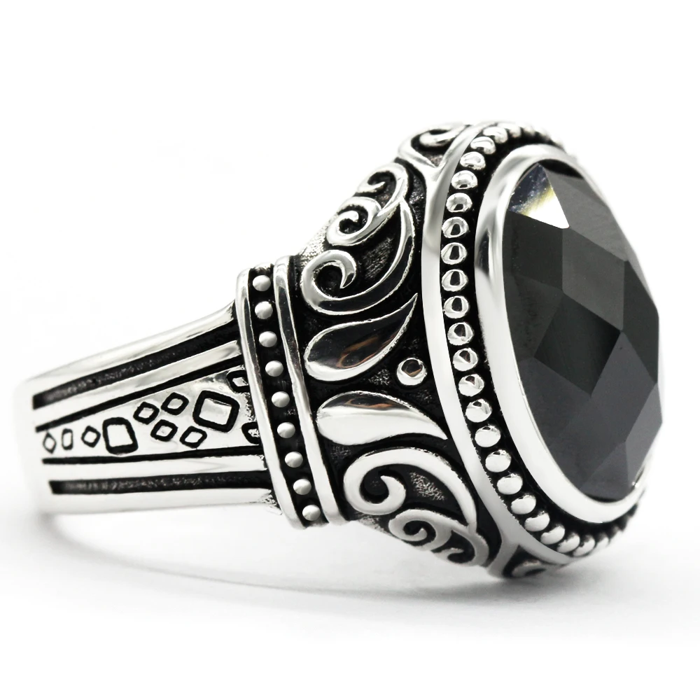 Мужское кольцо из серебра 925 пробы с натуральным камнем|Кольца| |