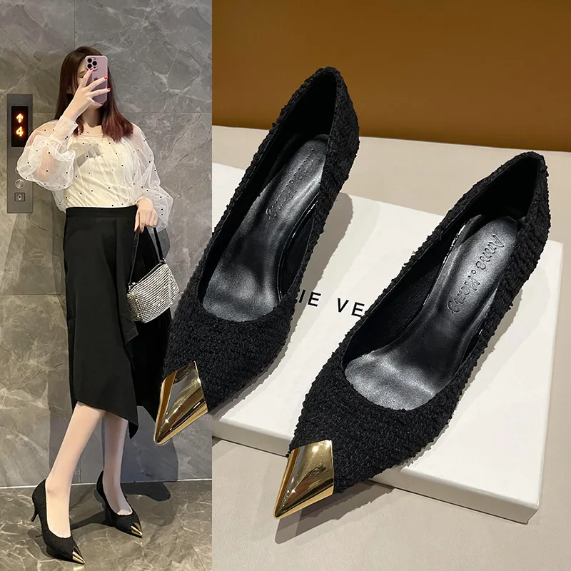 

Туфли-лодочки закрытые женские, повседневные сандалии на каблуке, без застежки, с закрытым носком, на шнуровке, пикантные удобные, тонкие, бе...