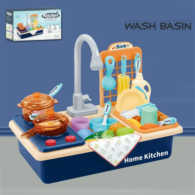 Электрическая посудомоечная машина детская пластиковая, для ролевых игр, кухонные игрушки с электрической водой, набор для мытья раковины, ... от AliExpress WW