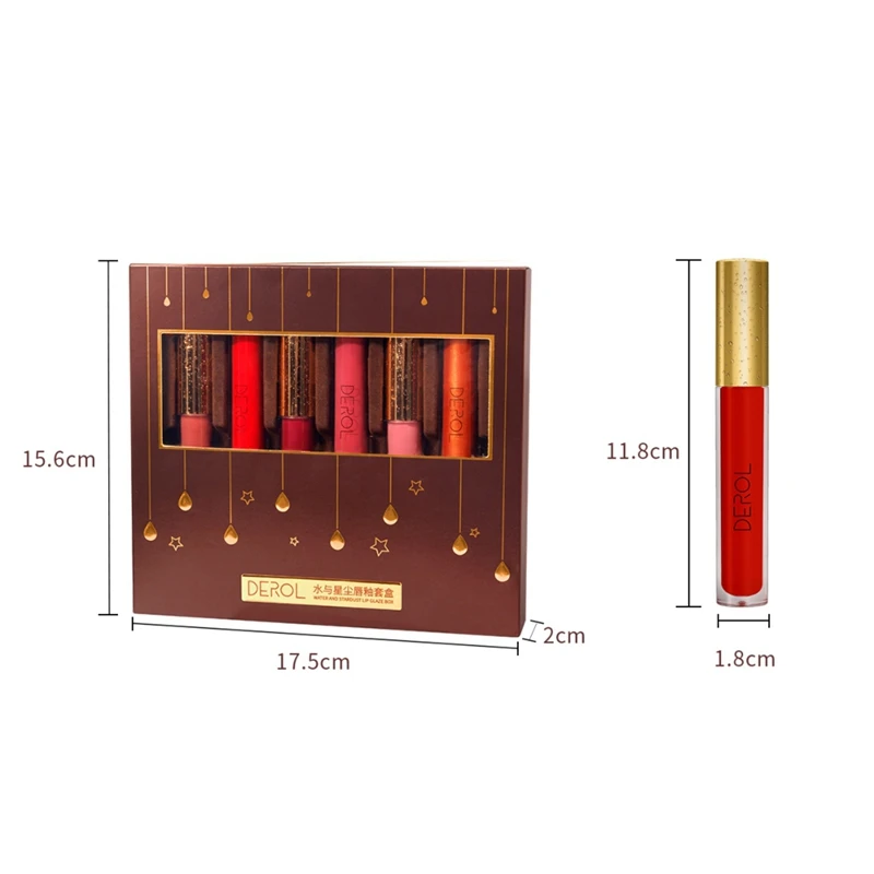 

hOTSALE 6PCS Set Lips Makeup Matte Liquid Lipstick Set Lasting Cosmetic Lip Gloss Red Lip Stick