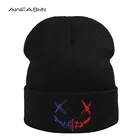 Шапка с вышивкой для мужчин и женщин, однотонная вязаная шапка с черепом, теплая Модная уличная шапка, Осень-зима