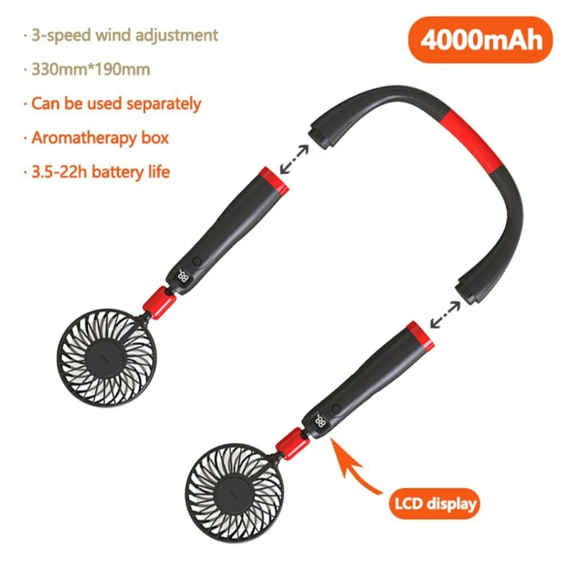 

Portable Handheld and Hanging Neck 2 in 1 Fan Mini Sports Fan for Office Outdoor