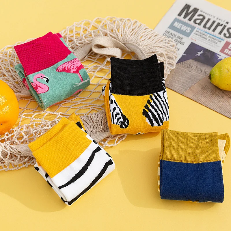 Носки женские и мужские хлопковые теплые короткие носки с забавным мультяшным