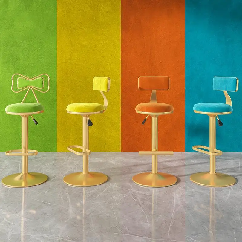 

Нордический домашний стул для гостиной, бара, бара, вращающийся подъемный современный стул со спинкой, стальной высокий стул для отеля, мебе...