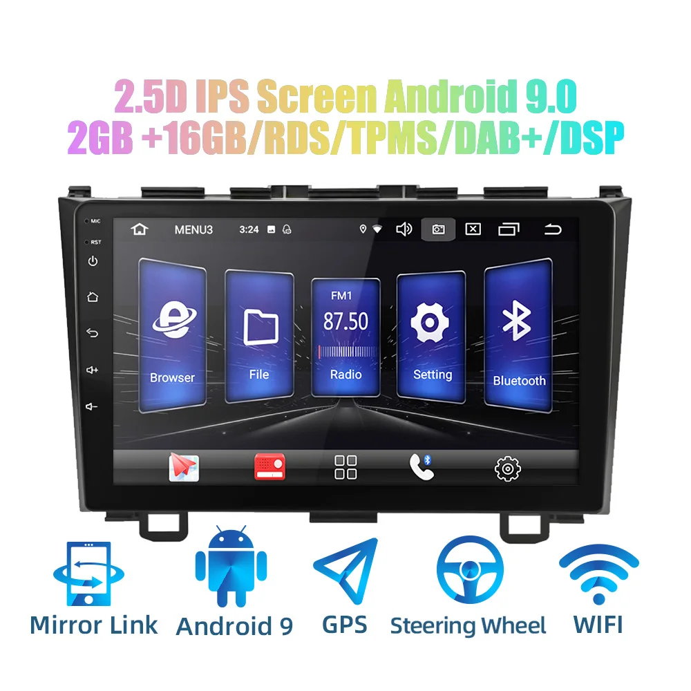 Android 9.0 2din Android 9,0 Ouad Core PX6 Автомагнитола стерео для Honda CRV 2006-2011 gps Navi Аудио Видео плеер Wifi BT HDMI DAB - Цвет: Android 9.0
