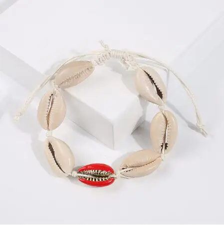 1pc Cowrie shell Bracelet femme Adjustable boho Macrame friendship Real Seashell 42-46 | Украшения и аксессуары