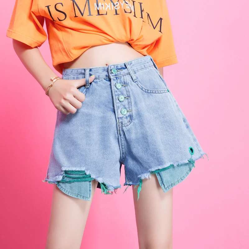 

Ripped Casual Street Shorts Plus Size Streetwear Biker Shorts Beach High Waist Harajuku Spodenki Damskie Women's Clothing BY50DK