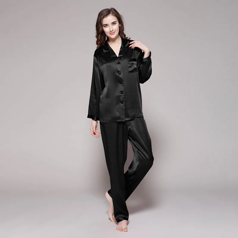 100 Silk Pajamas Set Women Pure 16/19 Momme Ladies Sleepwear Luxury Natural Full Length Women's Clothing Free Shipping