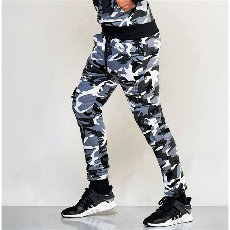 

hirigin New Fashion Men's Sports Fitness Running Casual Trousers Camouflage Printed High Waist Pants Slim Leggings