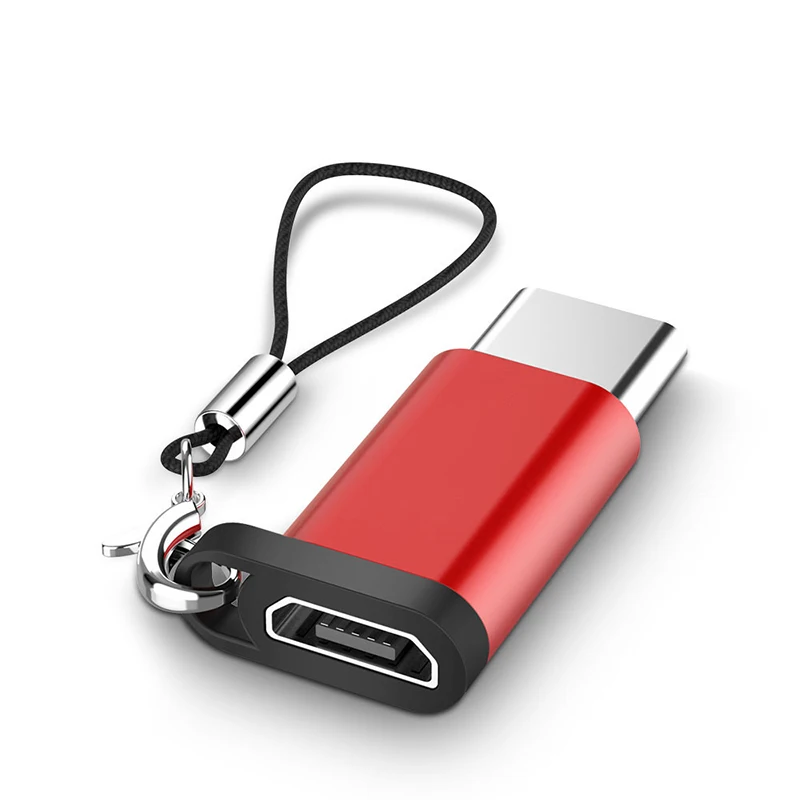 Красный Брелок адаптер Micro USB Женский к USBC Мужской конвертер для huawei mate 20 X Pro P20 samsung S9 Micro Usb к type-C зарядное устройство - Цвет: Красный