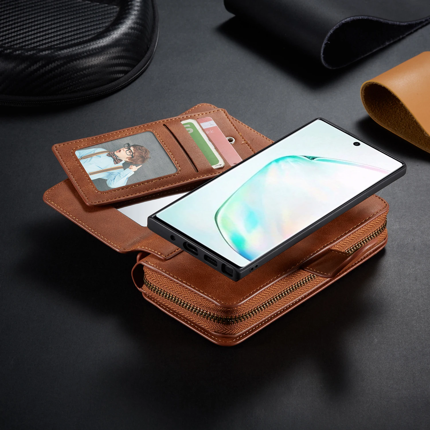 Кожаный чехол-кошелек на молнии для samsung Galaxy Note 10 Plus S10 S9 S8 S10e 9 8 Магнитный съемный
