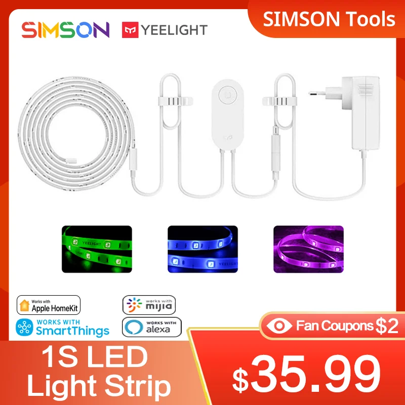 

Yeelight RGB Lightstrip 1S 2 Meter RGB LED Strip 110V 220V Wifi Smart Control Work With Google Assistant Homekit