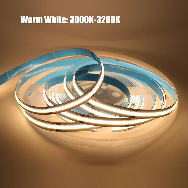 

VIPMOON Flexible COB LED Strip Light 12V 8mm 384Led High Density Tape Ribbon 2700 3000K 4000K 6000K Linear Dimmable