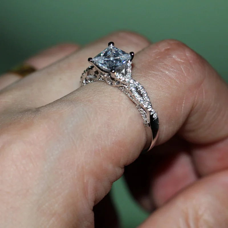 Романтическое антикварное женское кольцо AAAAA квадратное циркониевое Cz 925 Anillos
