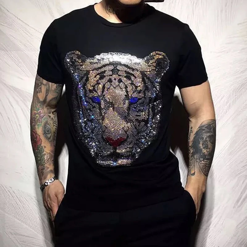 

Spring Hot Rhinestone Design T-shirt High Quality Casual Pure Cotton Breathable TeesO Collar Fashion Short Sleeve Tops