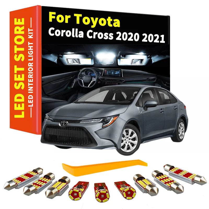 8Pcs Canbus Car LED Interior Light Kit For Toyota Corolla Cross ( 2020 2021 + ) Vehicle Dome Trunk Map Vanity Mirror Lamp - купить по