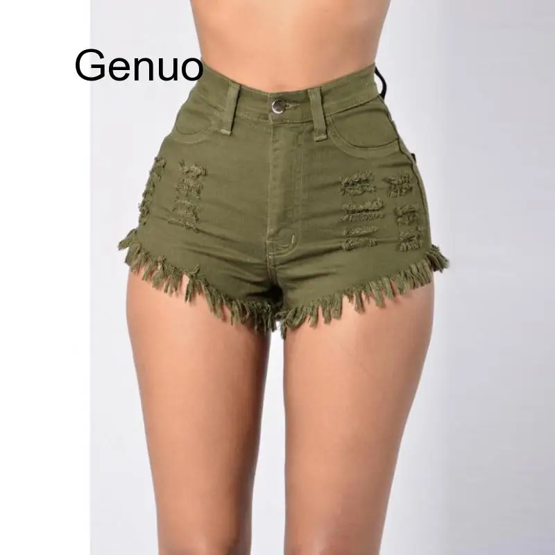 Модные женские летние Рваные джинсовые шорты с высокой талией пляжные