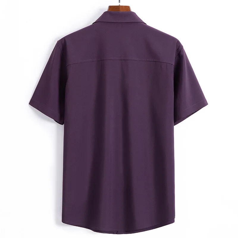

Summer men's Short Sleeve Shirt thin, loose and fat, middle aged dad ice silk top, large men's shirt