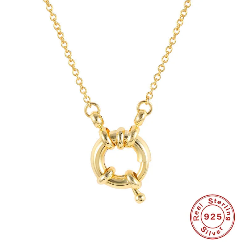 Женское ожерелье из серебра 925 пробы с очаровательной круглой подвеской-замком |