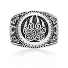 Креативное кольцо из тайского серебра Викинг медведь пробы в скандинавском стиле, с когтями мифа, кольцо в виде лапы, 925, винтажное Ювелирное кольцо для мужчин и женщин, 8-13