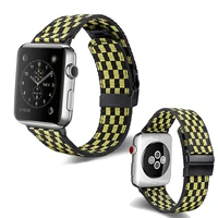 apply for apple watch 654321 iwatch nylon band strap series 3842mm 4044mm black white black yellow lattice nylon strap