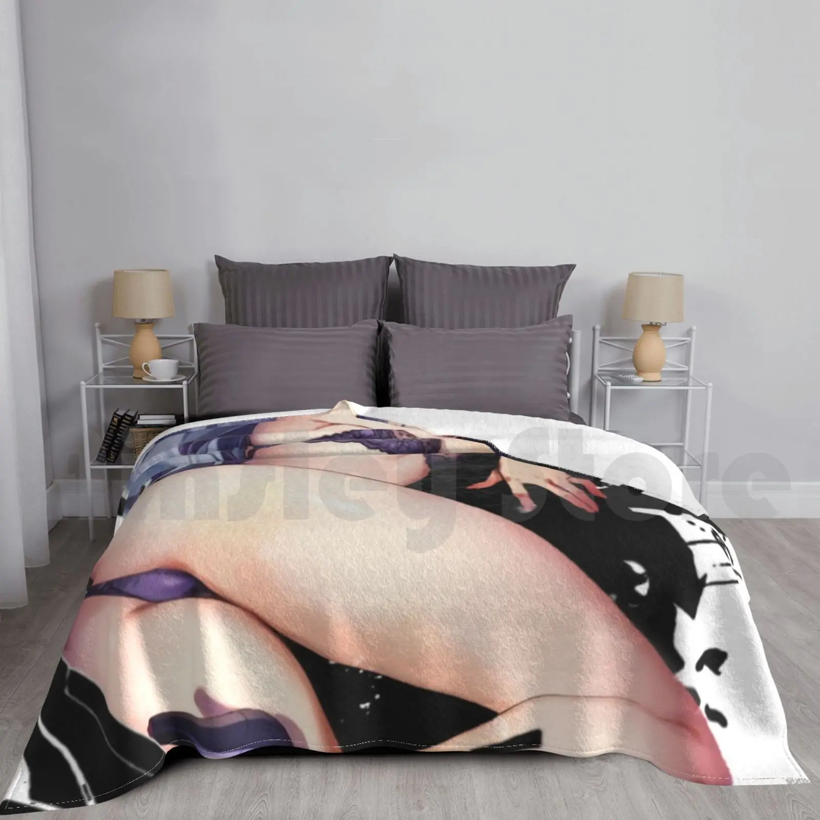 

Модное одеяло Genshin Impact-Sexy Keqing Graffiti Girl Version 2, персонализированное аниме граффити на стену для девочек