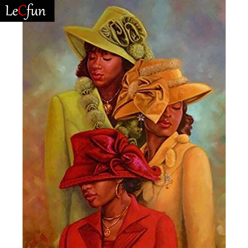 

LeCfun Afican Women DIY Diamond Painting Kits 5D Full Drill Cross Stitch Embroidery Cross Stitch Art Craft Home Decor Gift