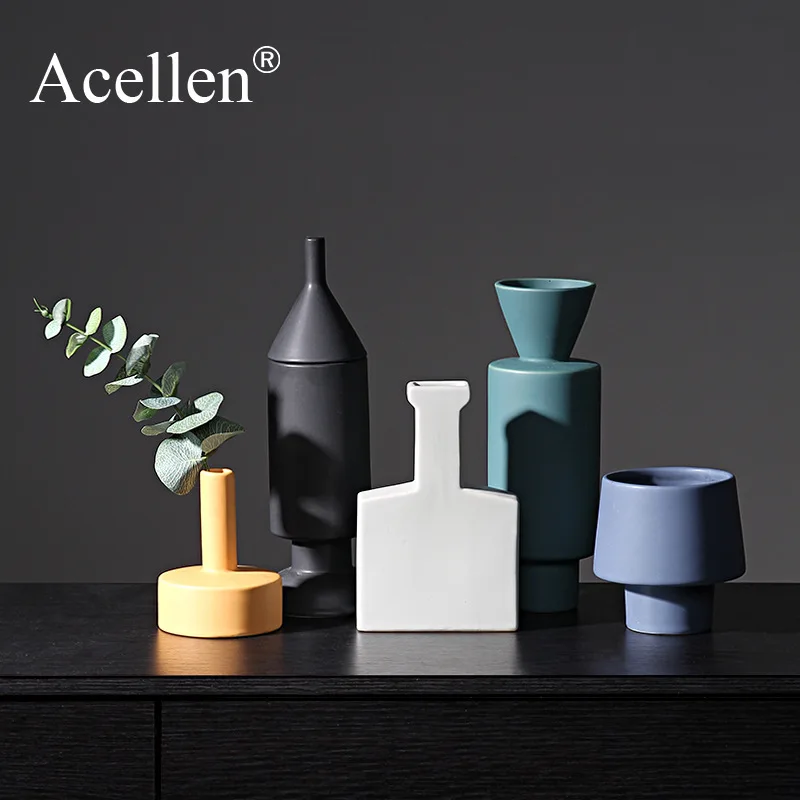 

Nordic modern minimalist Morandi color ceramic vase Flower pot Vase nordic decoration home living room decoration accessories