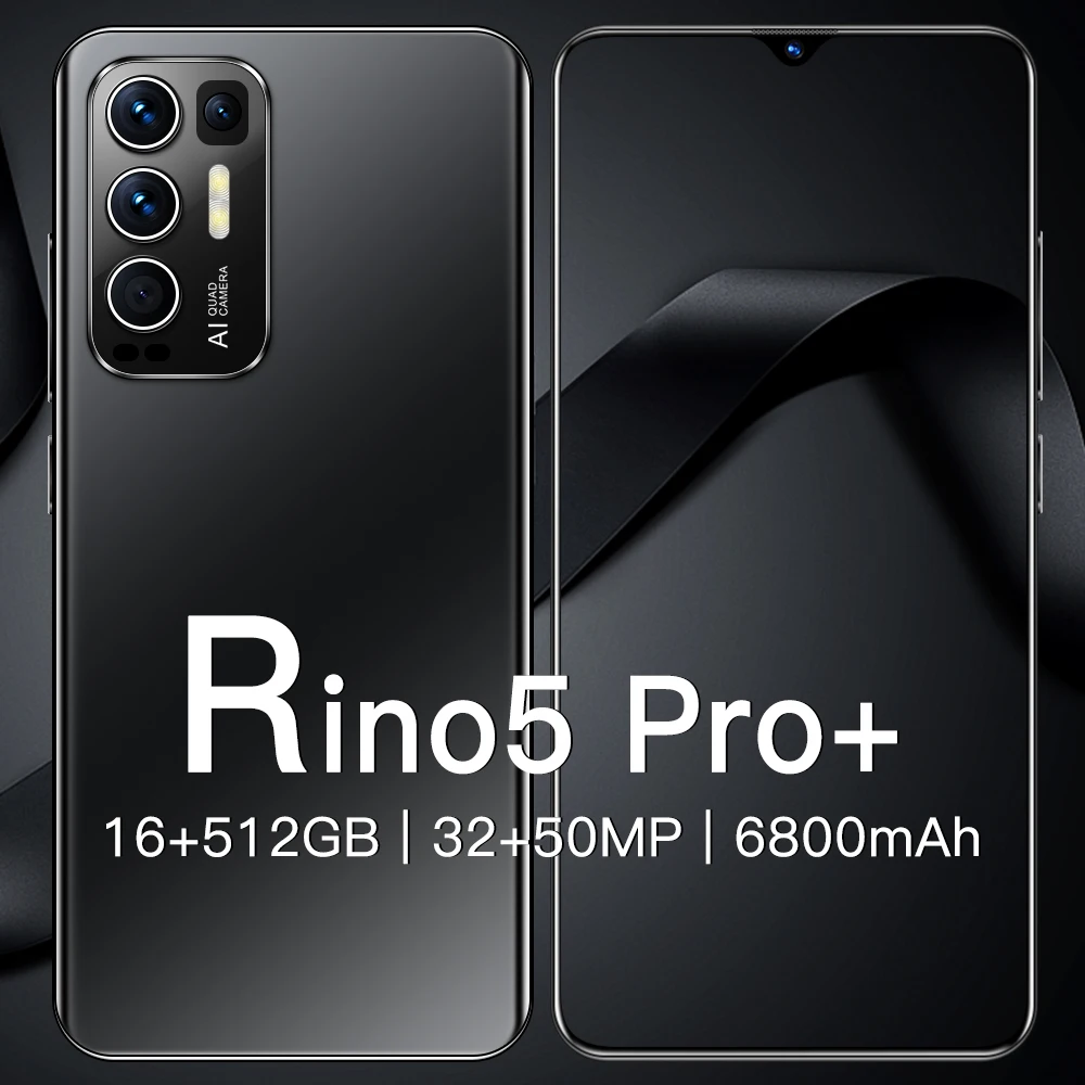 

Rino5 Pro+ 6.7 Inch 16GB+512GB Smartphones Android11 32MP+50MP HD Camera 10-Core Global 5G Mobile Phones Dual SIM Cellphones